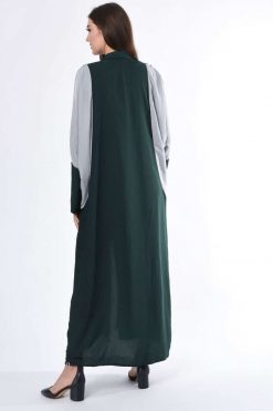 MOIS3031 4 Green Open Front Abaya