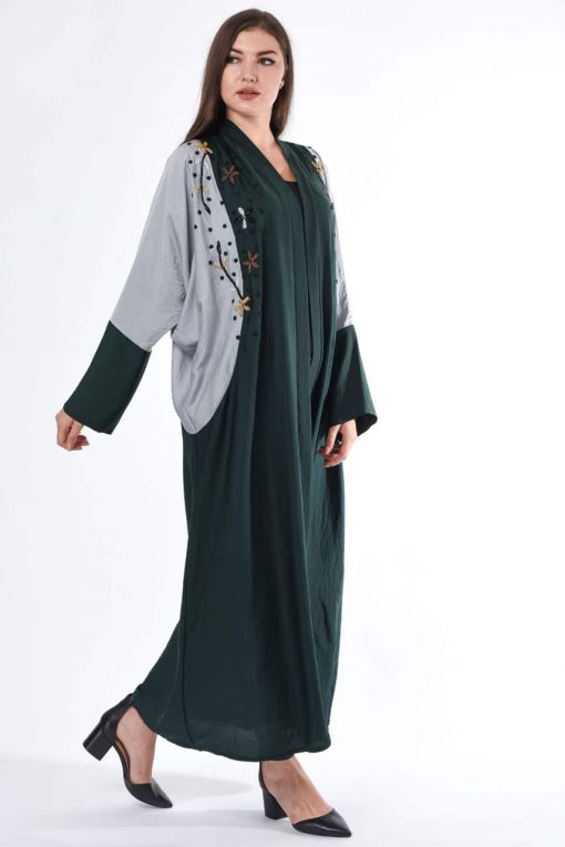 Green Open Front Abaya - Heracloset Online