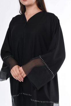 عباية سوداء بخياطة 6 MOIS3030 3 Black Abaya Buckstitch