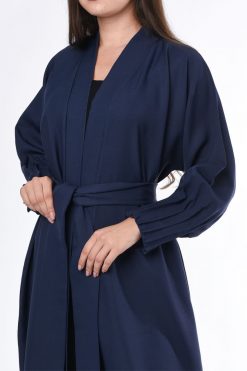 MOIS3029 3 Navy Pleated Abaya