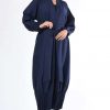 Navy Pleated  Abaya