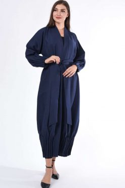 Navy Pleated  Abaya