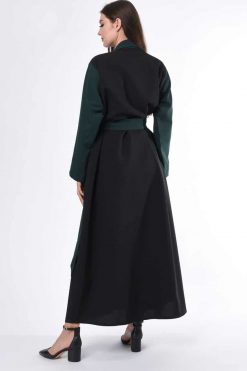 Black Open Abaya with Belt 7 MOIS3028 4 Black Open Abaya with Belt