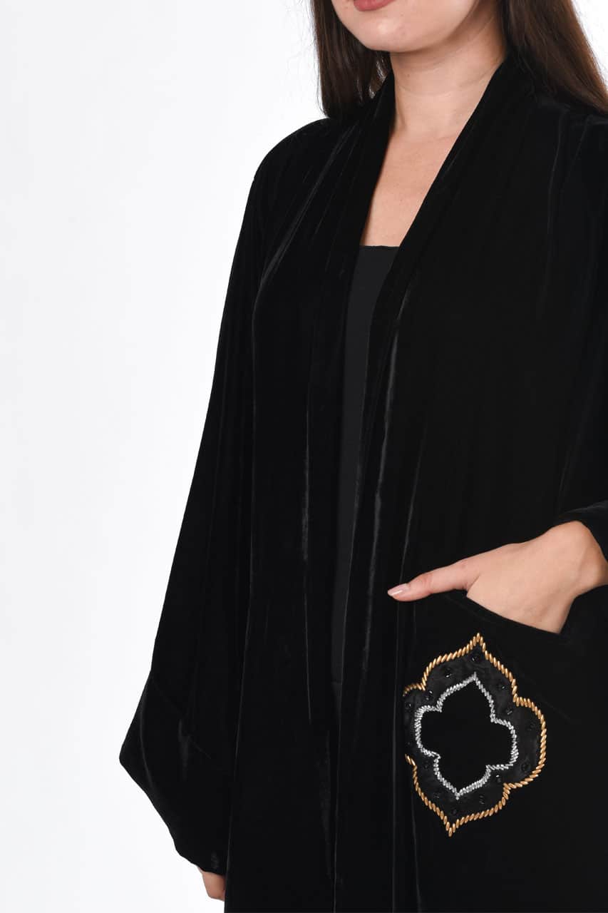 Black Velvet Abaya 3 Black Velvet Abaya - Image 3