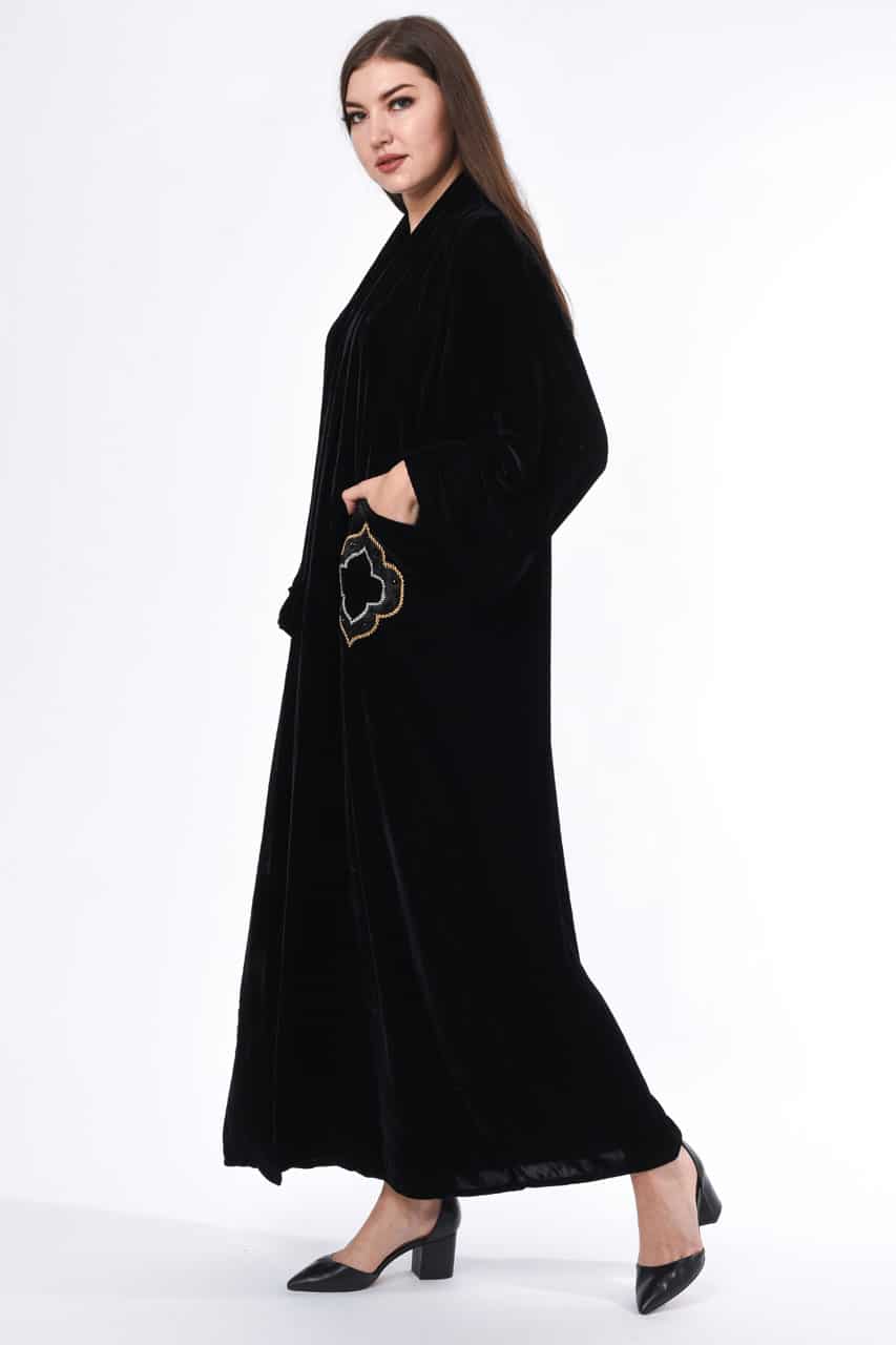 Black Velvet Abaya 2 Black Velvet Abaya - Image 2