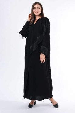 Black Abaya with Fringe