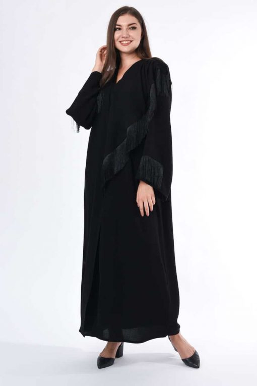 Black Abaya with Fringe