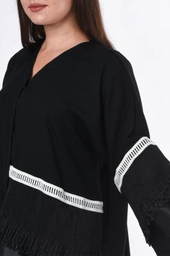 MOIS3006 3 Black Abaya With White Lace