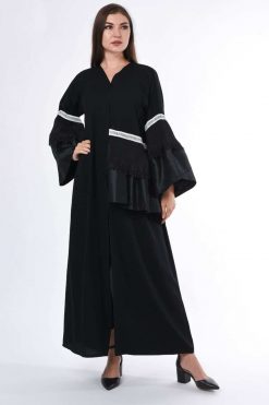 Black Abaya With White Lace