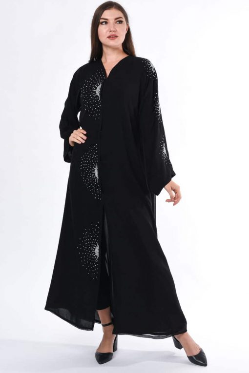 Black Hand Embroidery Detail Abaya