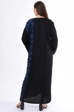 MOIS3001 4 Black and Blue Abaya Criss Cross