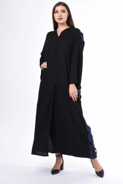 Black and Blue Abaya Criss Cross