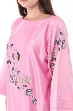 MOIS3152 3 Dubai Kaftan Pink