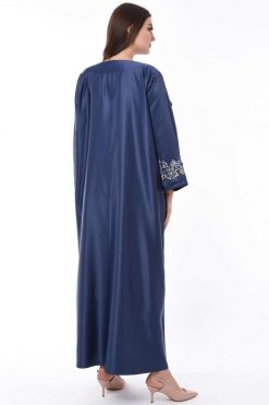 MOIS3148 4 Silk Navy Kaftan