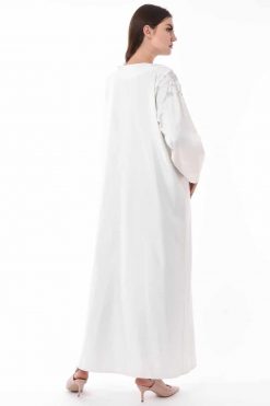 MOIS3145 4 White Kaftan Abaya