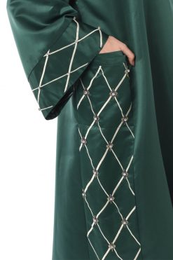 MOIS3144 3 Green Kaftan Jalabiya