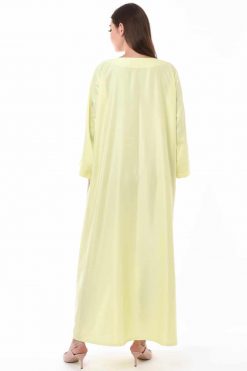 MOIS3142 4 Yellow Jalabiya with Hand Embroidery