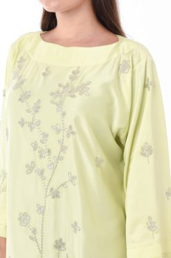 MOIS3142 3 Yellow Jalabiya with Hand Embroidery