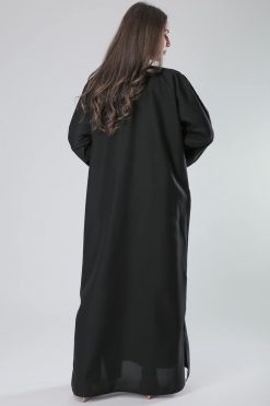 MOIHA40117 3 V-Neck and Blue Wrist Abaya