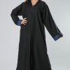 V-Neck and Blue Wrist Abaya