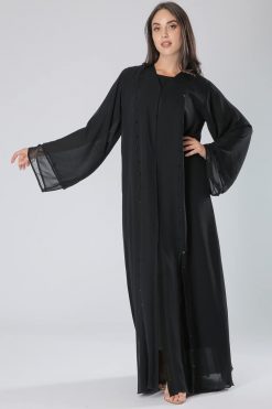 MOIHA40109 4 Sequins Pearl Abaya