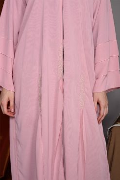 MOIAP20084 7 Pink Flared Embroidery Abaya