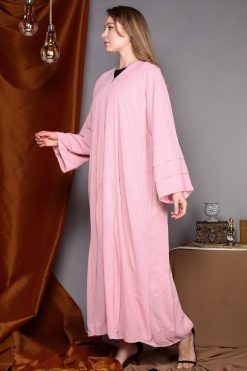 MOIAP20084 4 Pink Flared Embroidery Abaya
