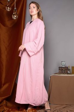MOIAP20084 3 Pink Flared Embroidery Abaya