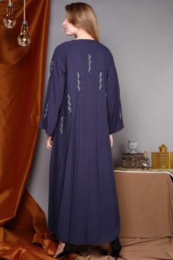 MOIAP20081 5 Full Sleeves Blue Embroidery Abaya