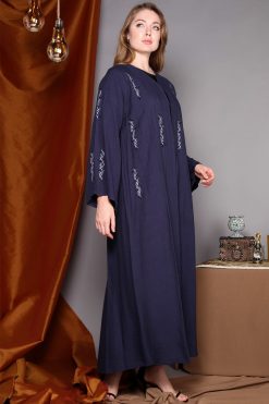 MOIAP20081 3 Full Sleeves Blue Embroidery Abaya