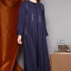 Full Sleeves Blue Embroidery Abaya
