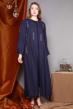 Full Sleeves Blue Embroidery Abaya