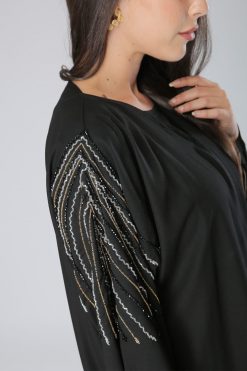 MOIHA40096 4 Black Embroidered Abaya Dubai