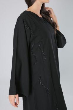 MOIHA40094 4 Sequin Wave Embroidered Abaya