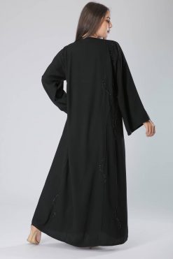 MOIHA40094 3 Sequin Wave Embroidered Abaya