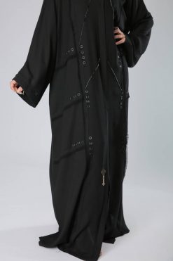 MOIKM40092 4 Front Open Button Abaya