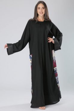 Patch Fringed Lace Abaya