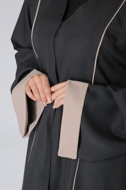 MOIKM40081 4 Beige & Black Abaya