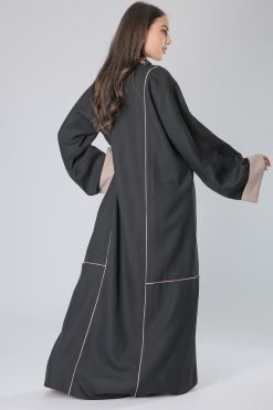MOIKM40081 3 Beige & Black Abaya