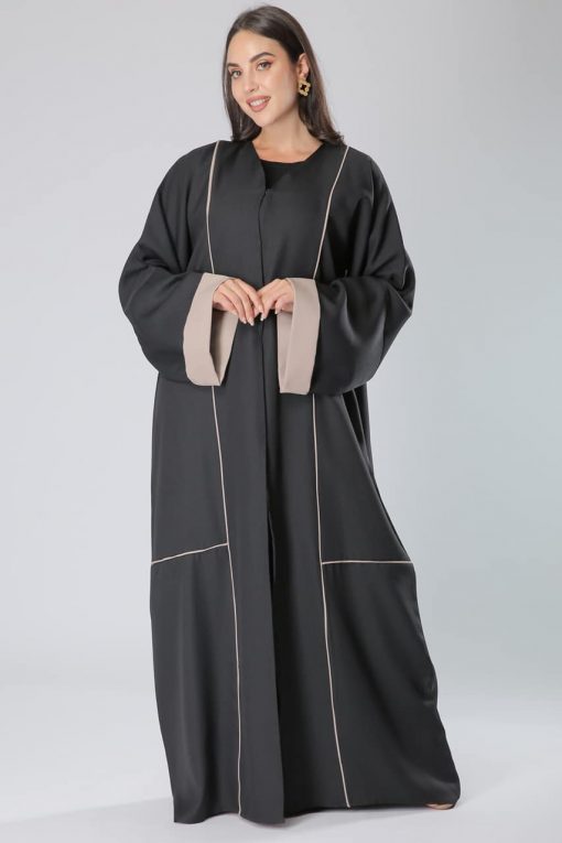 Beige & Black Abaya