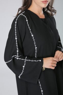 MOIKM40080 4 White Embroidery Abaya