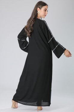 MOIKM40080 3 White Embroidery Abaya