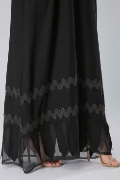 MOIKM40075 4 Black Laser Cut Abaya