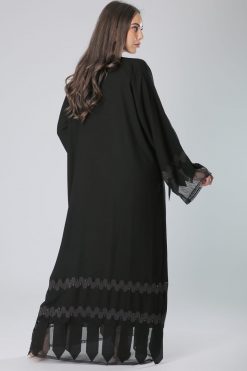 MOIKM40075 3 Black Laser Cut Abaya