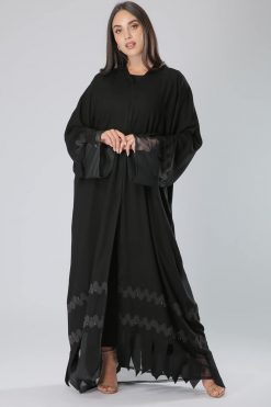 Black Laser Cut Abaya