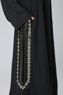 MOIKM40072 4 Embroidered Tassel Lace Abaya