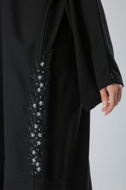 MOIAL40071 4 Black Floral Crepe Abaya