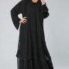 Black Floral Crepe Abaya