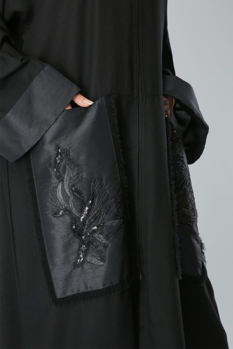 Pocket Black Abaya - Heracloset Online