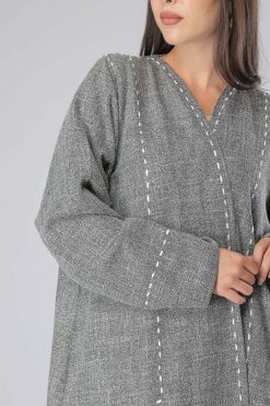 MOIAM40056 4 Grey Designer Stitches Abaya